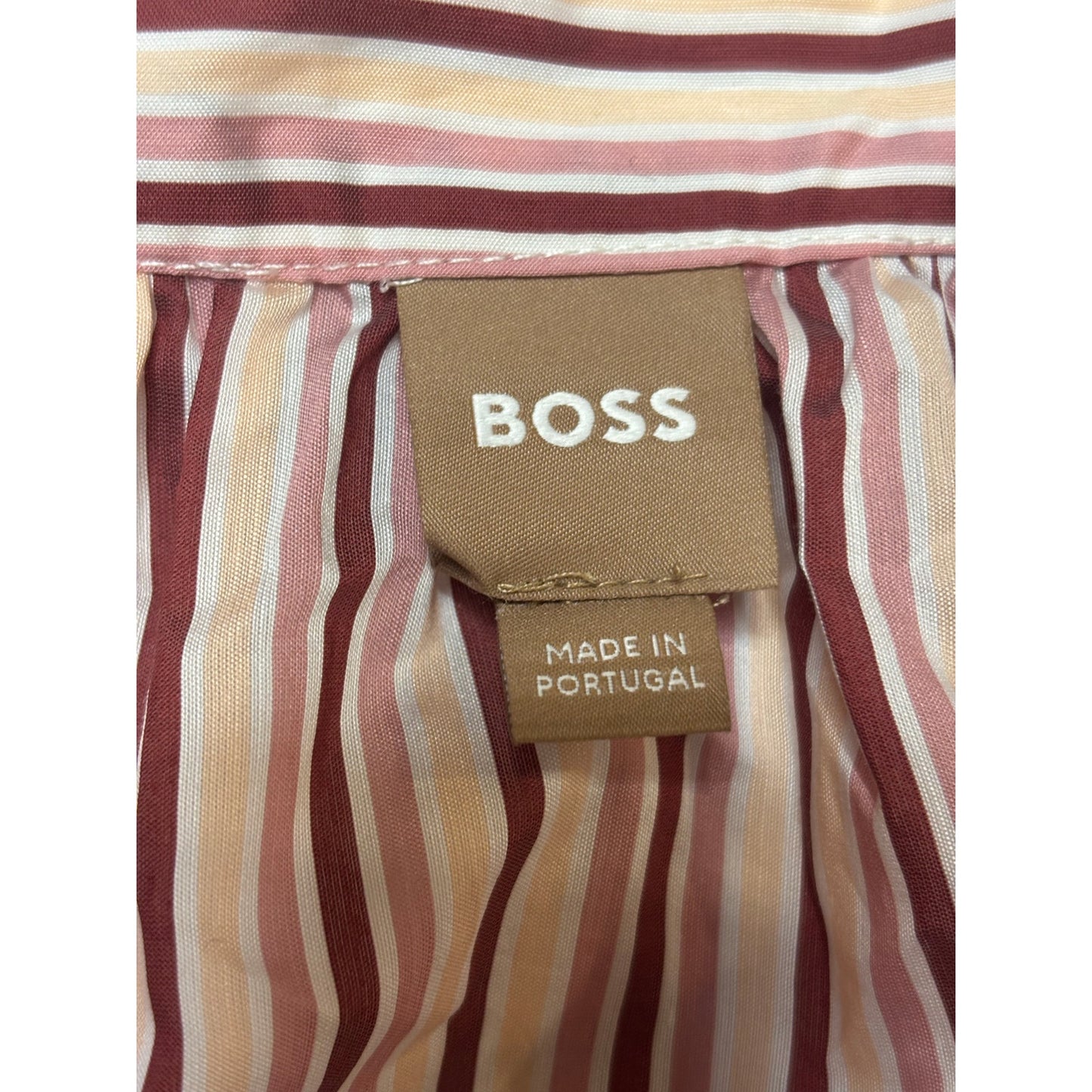 BOSS by Hugo Boss Bateco Striped Tie Neck Lyocell Blouse SZ 18