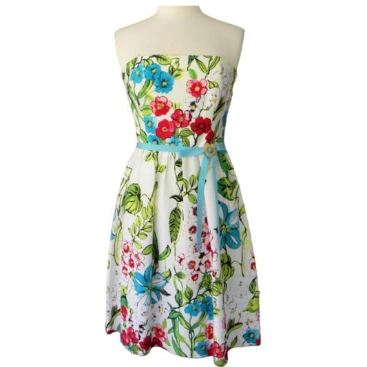 David Meister Floral Print A-Line Fit & Flare Dress SZ 6