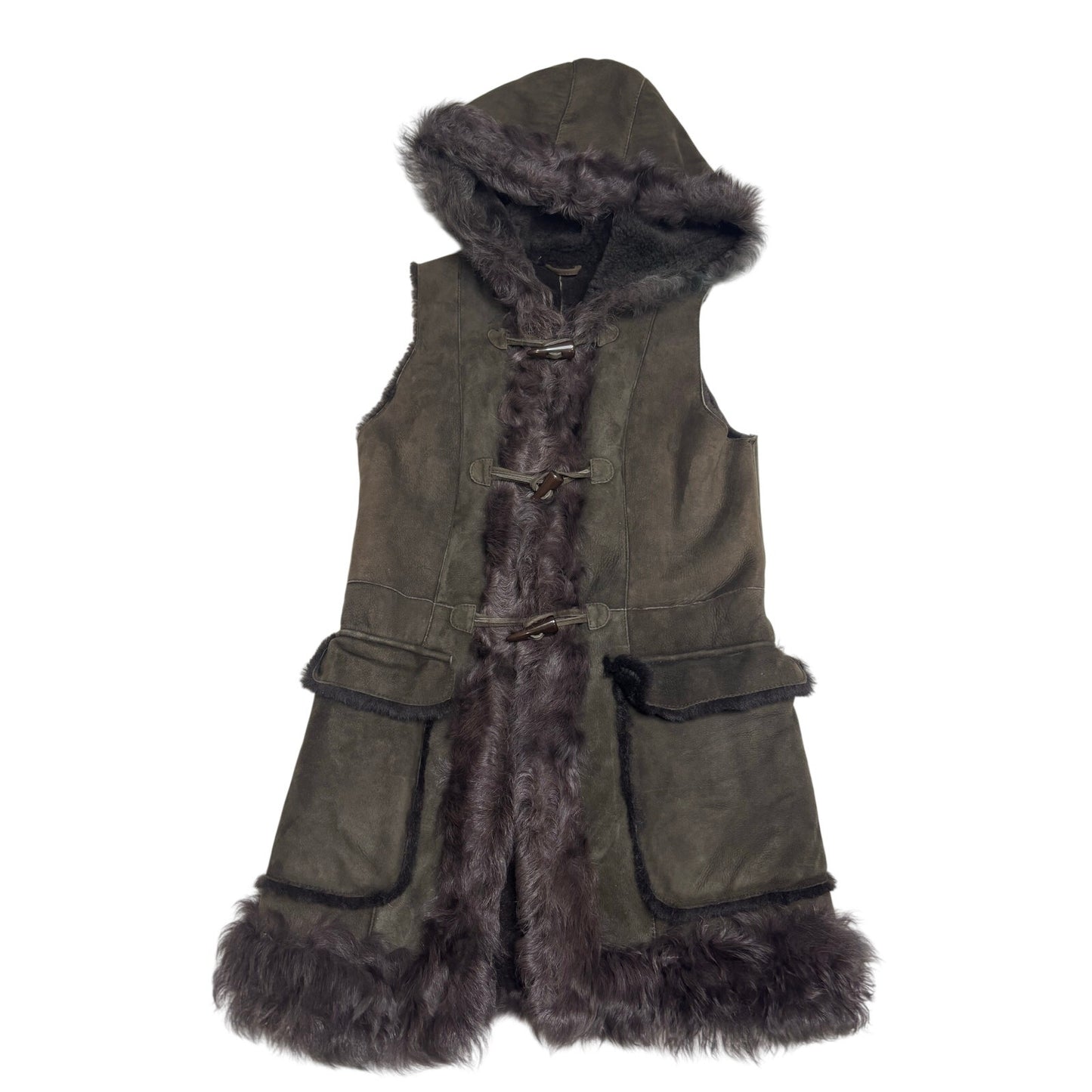 Trilogy Lamb Shearling Hooded Vest SZ Med
