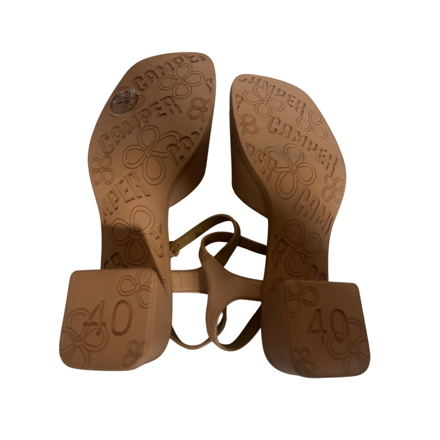 Camper Kora Tan Block Heel Sandals Ankle SZ 40