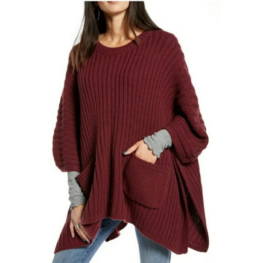 Treasure&Bond Rib Knit Poncho OS