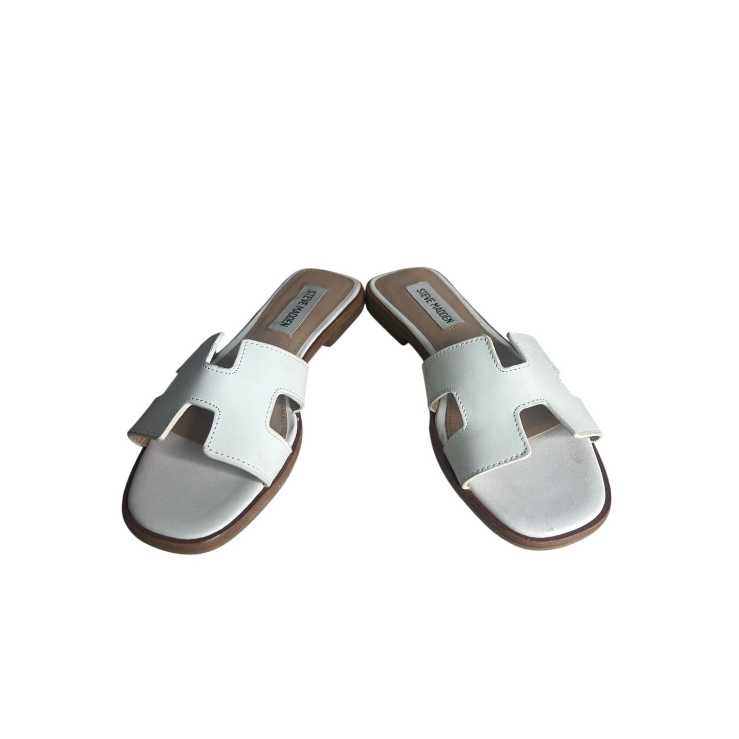 Steve Madden Hadyn White H Strap Slides Size 5.5