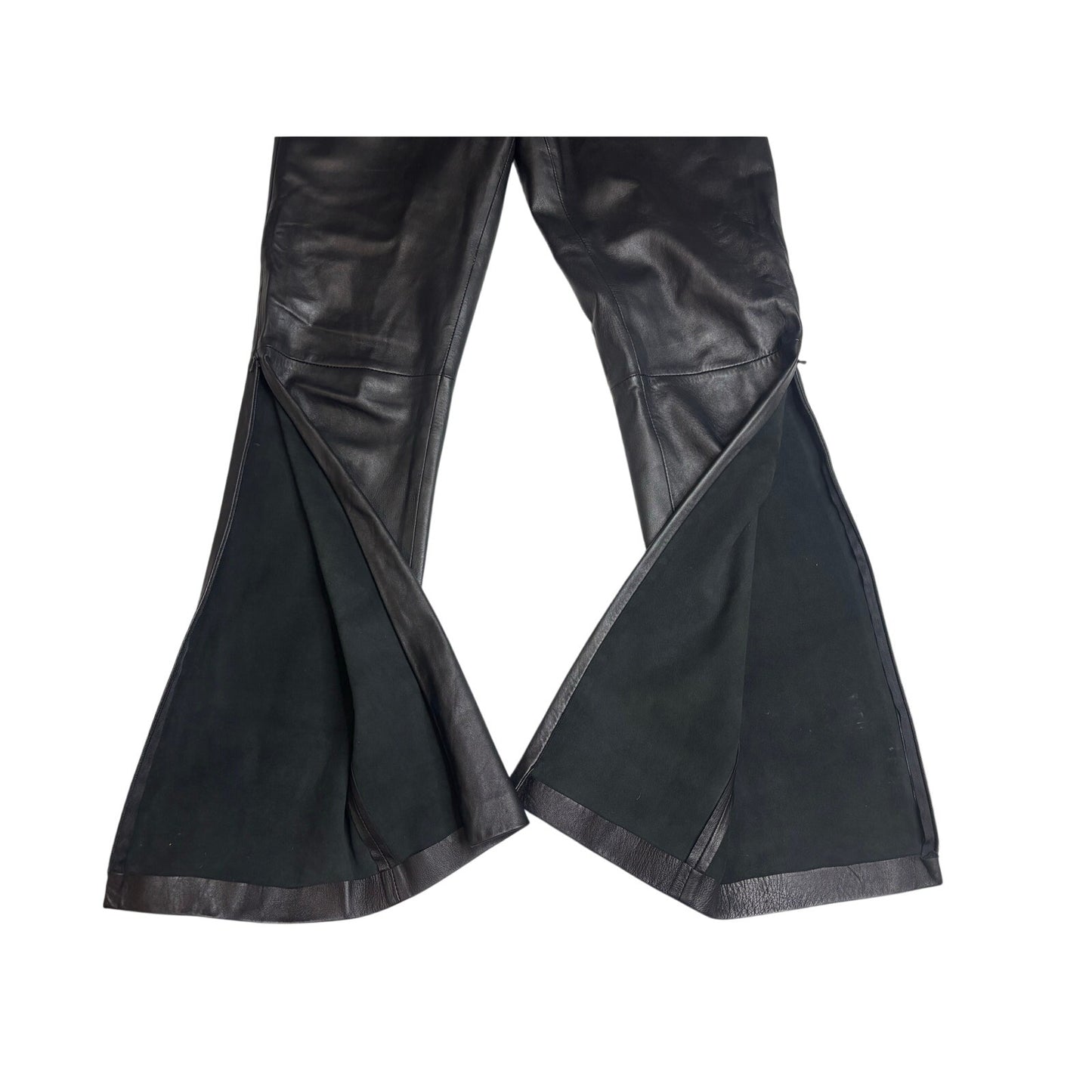 Y2K Bebe Genuine Leather Pants Black Straight Leg SZ 8