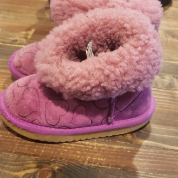 Toddler Girls Pink Sheepskin Boots Sz 10
