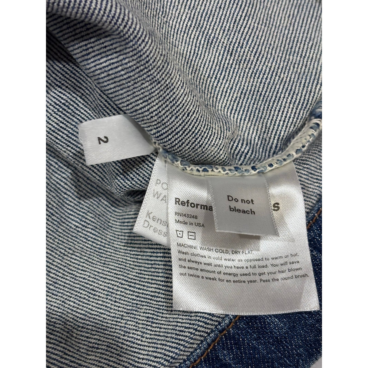 Reformation Kensington Denim Dress SZ 2