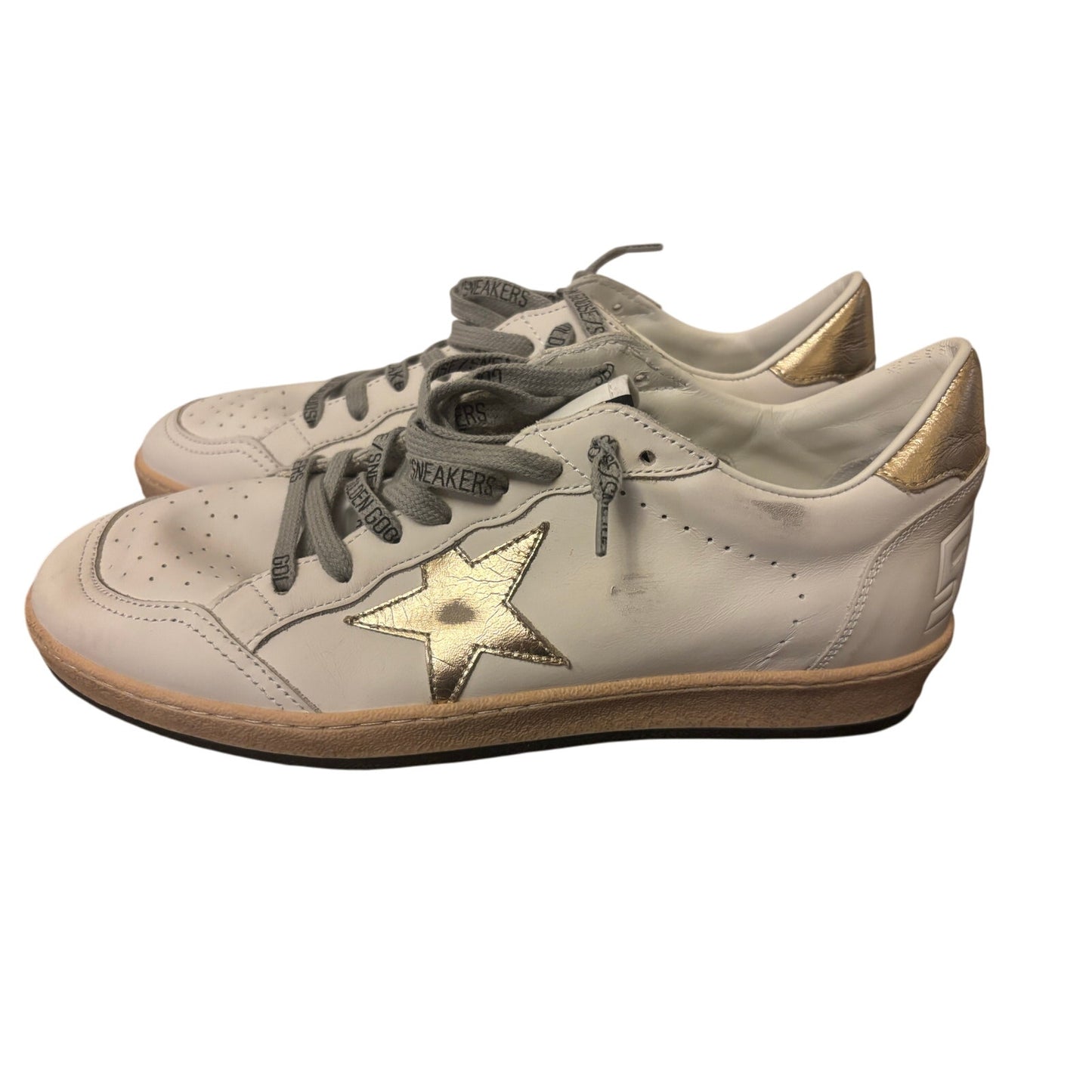 Golden Goose Ball Star Sneakers White & Gold Metallic Star Size 42 EU (US ~9)