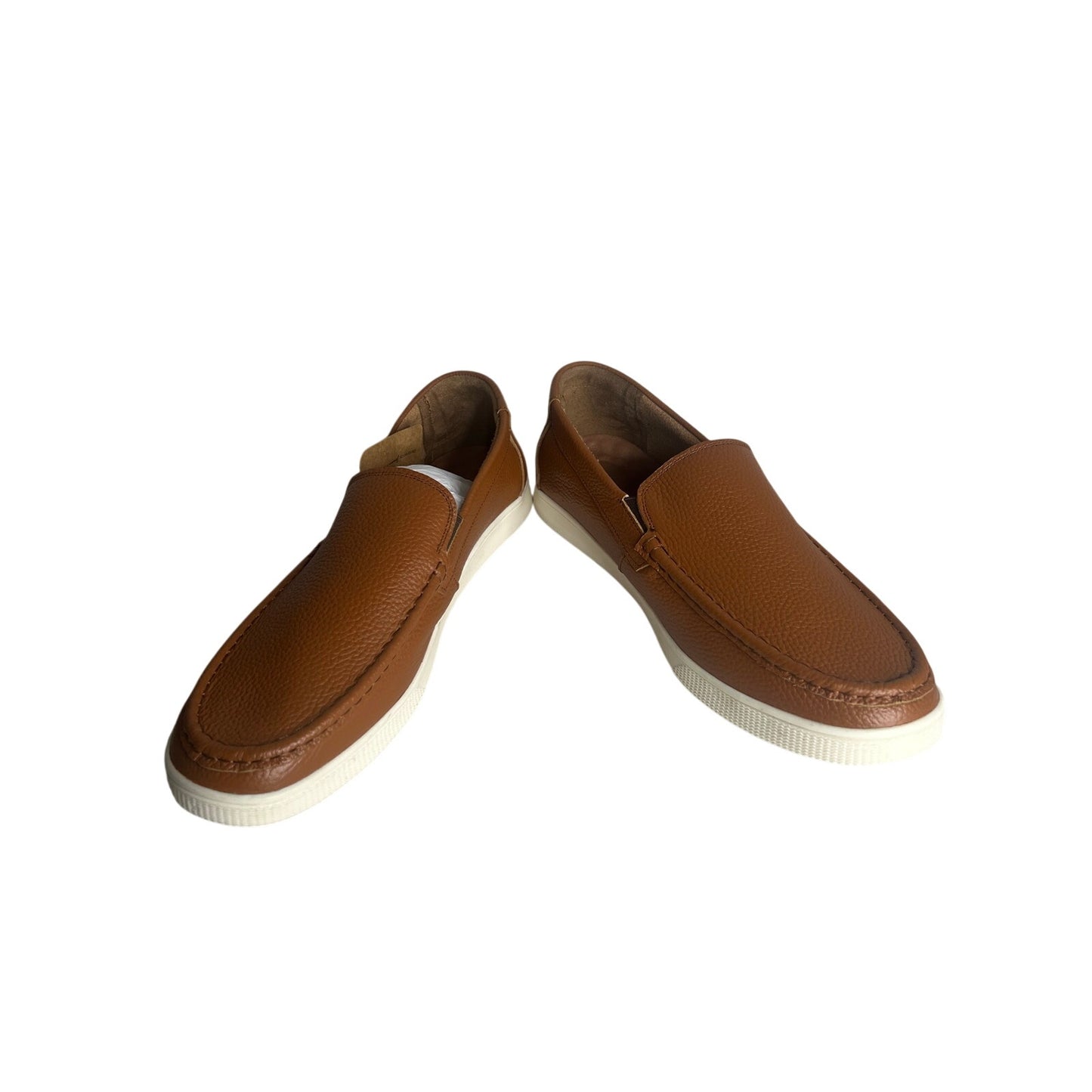 Jousen Milan Men’s Brown Pebbled Leather Slip-On Loafers SZ 13