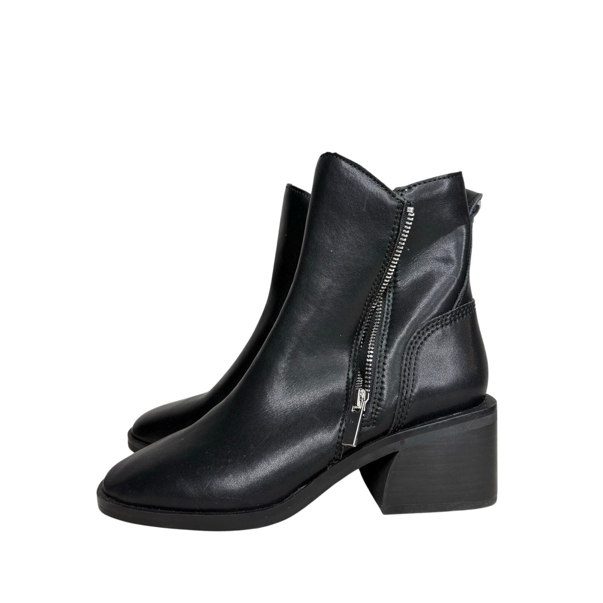 Steve Madden Ruthy Leather Ankle Boots Black SZ 8.5M