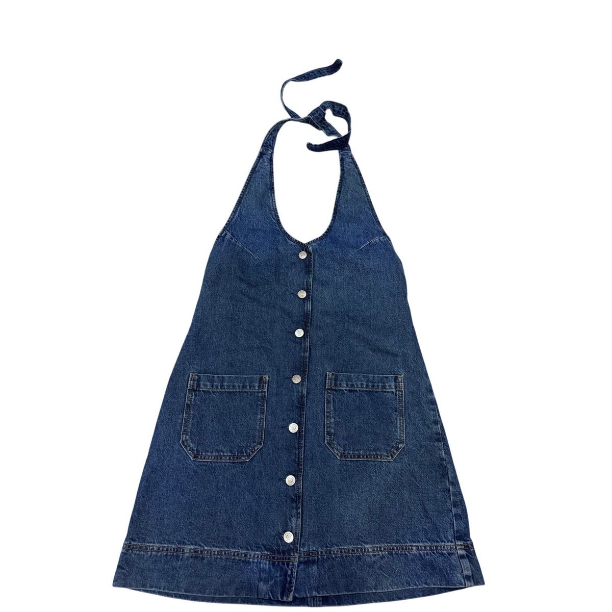 Reformation Brittany Denim Halter Mini Dress SZ SM