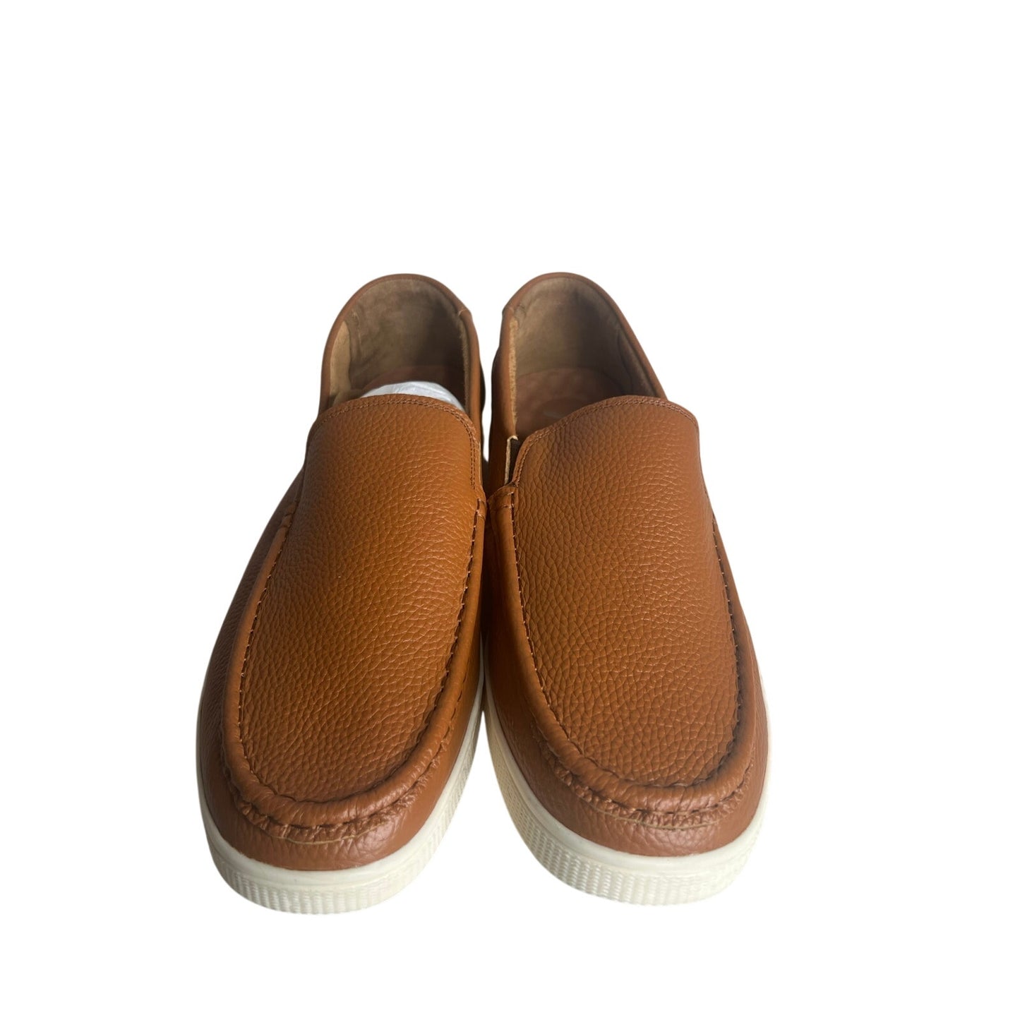 Jousen Milan Men’s Brown Pebbled Leather Slip-On Loafers SZ 13