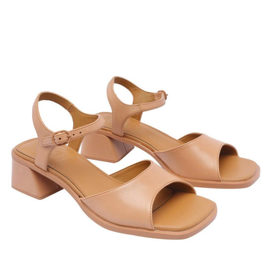 Camper Kora Tan Block Heel Sandals Ankle SZ 40