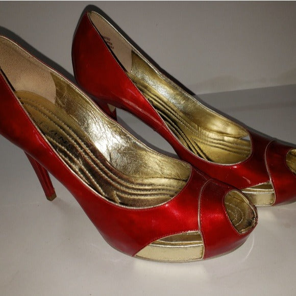 Stella Luna Red Patent Leather Peep Toe Women's Stilettos