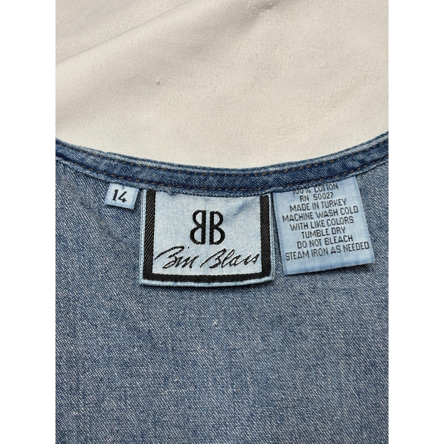 Vintage Bill Blass Denim Jumper Dress SZ 14