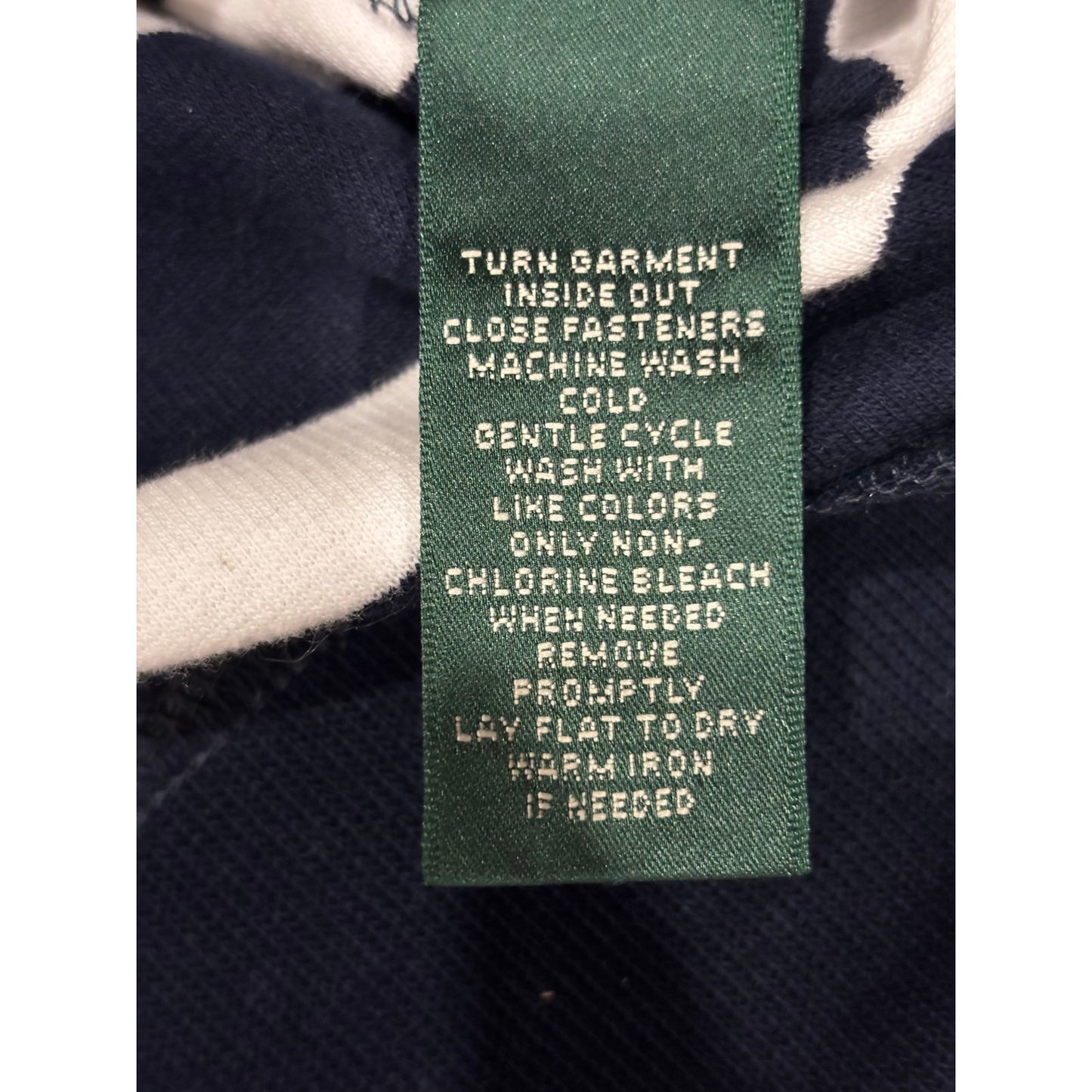 Lauren Ralph Lauren Navy & White Striped Rope Toggle Cardigan SZ L