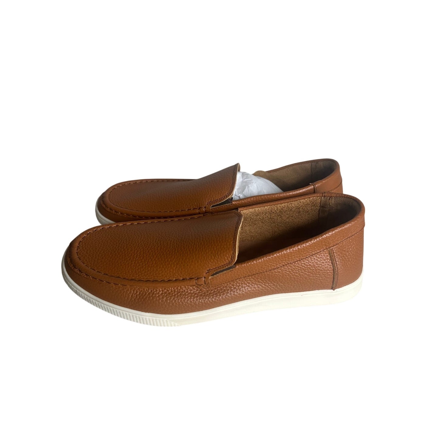 Jousen Milan Men’s Brown Pebbled Leather Slip-On Loafers SZ 13