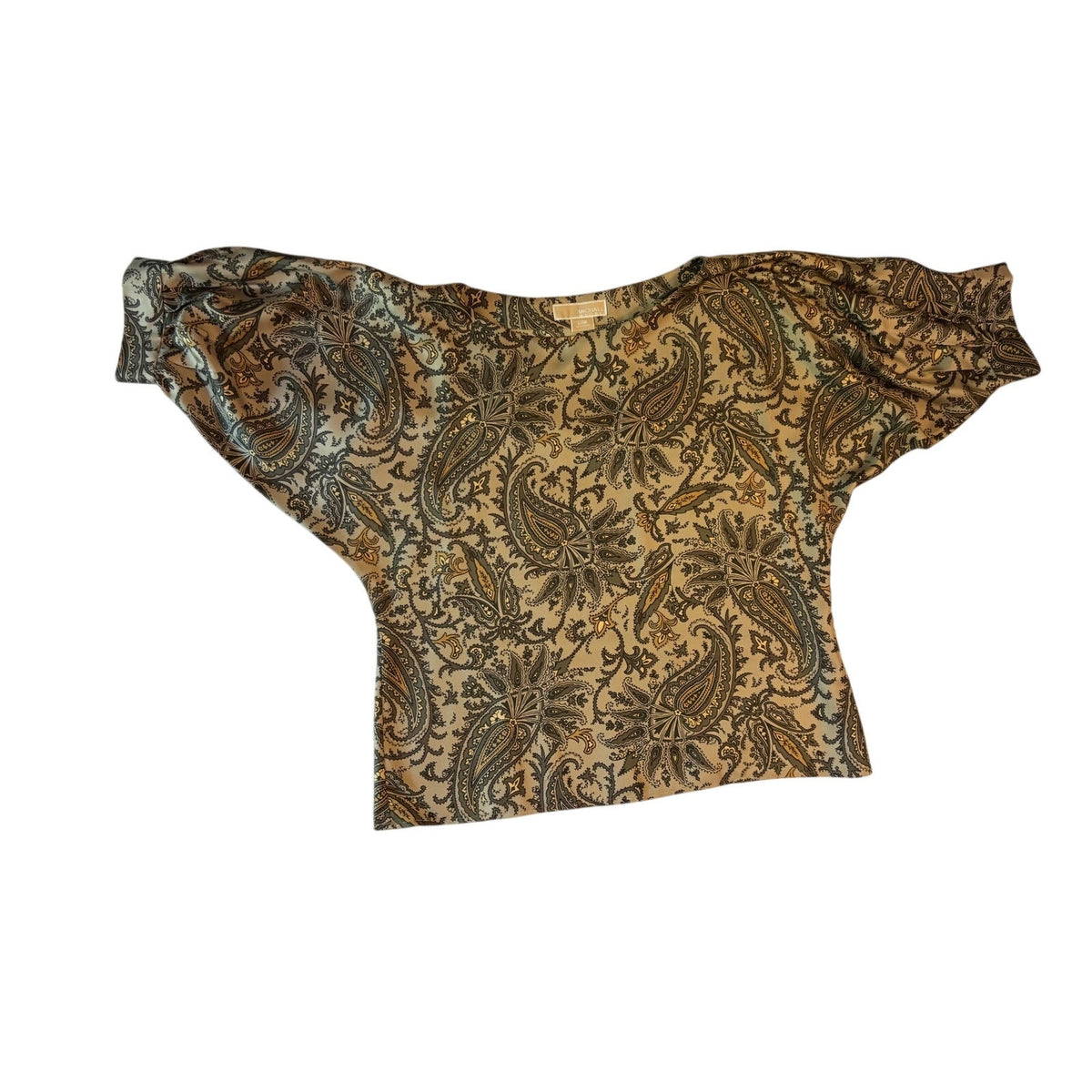 MICHAEL Michael Kors Silk Paisley Draped Top SZ L