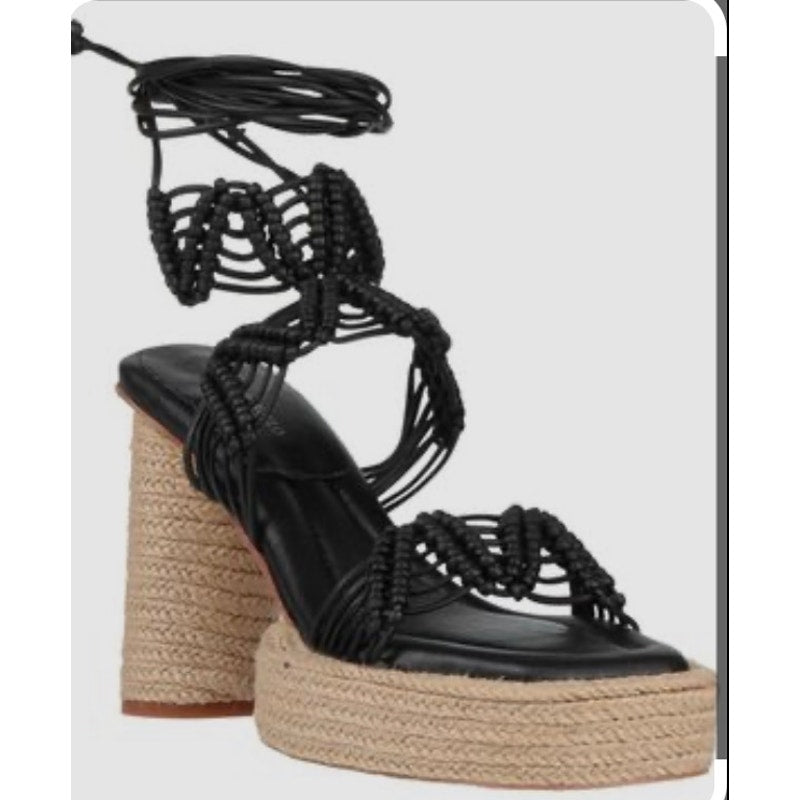 Paloma Barceló Platform Raffia Sandals SZ 39