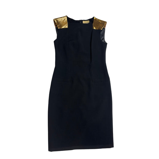PORTS 1961 Black Metallic Trim Cap Sleeve Sheath Dress Size 2