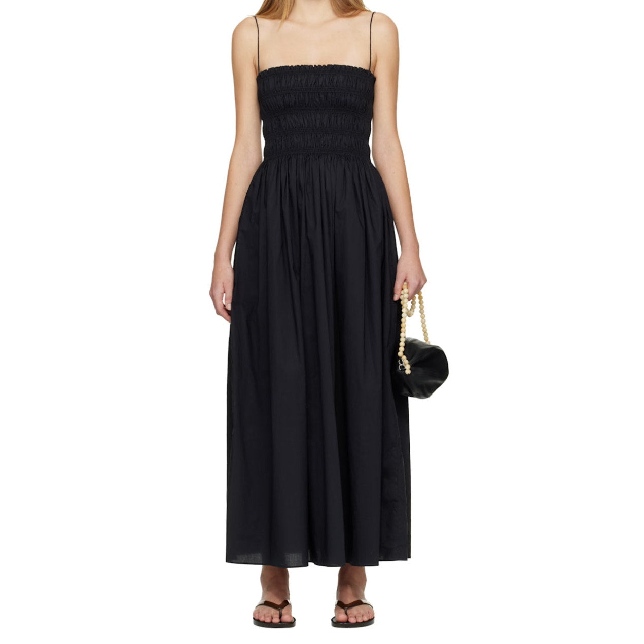 La Ligne New York Navy Smocked Midi Dress SZ Small