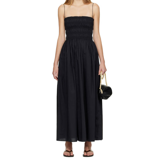 La Ligne New York Navy Smocked Midi Dress SZ Small