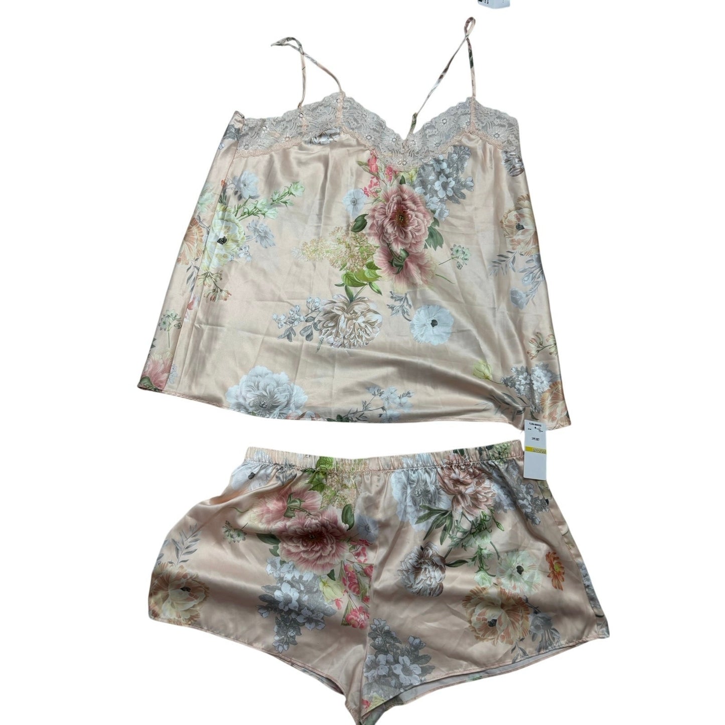 Flora by Flora Nikrooz Sabrina Satin Floral 3-Piece Pajama Set SZ Med