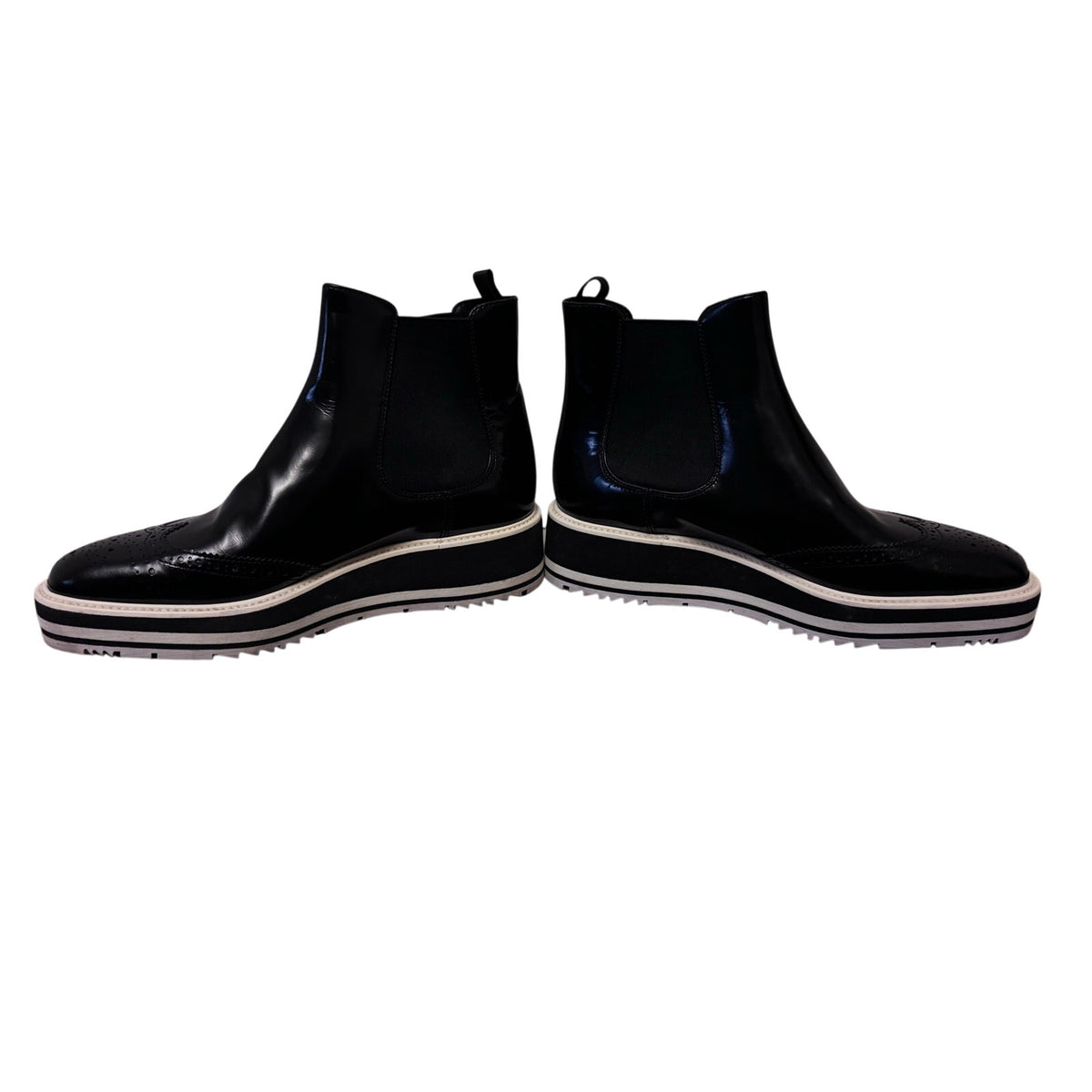 Prada Micro Sole Brogue Chelsea Boots SZ 38.5