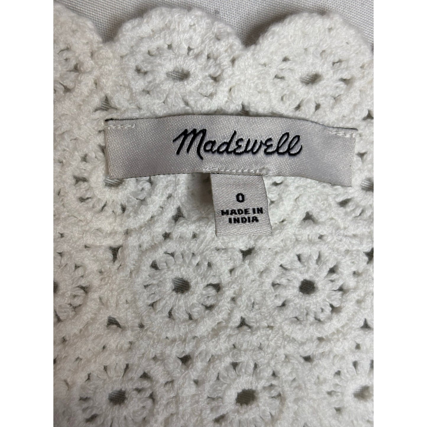 Madewell Linen Crochet Lace Panel Blouse Top SZ 0