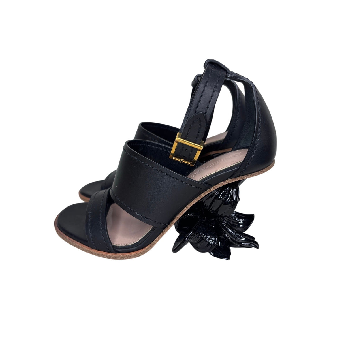 Alexander McQueen No. 13 Flower Heel Leather Sandals SZ 36