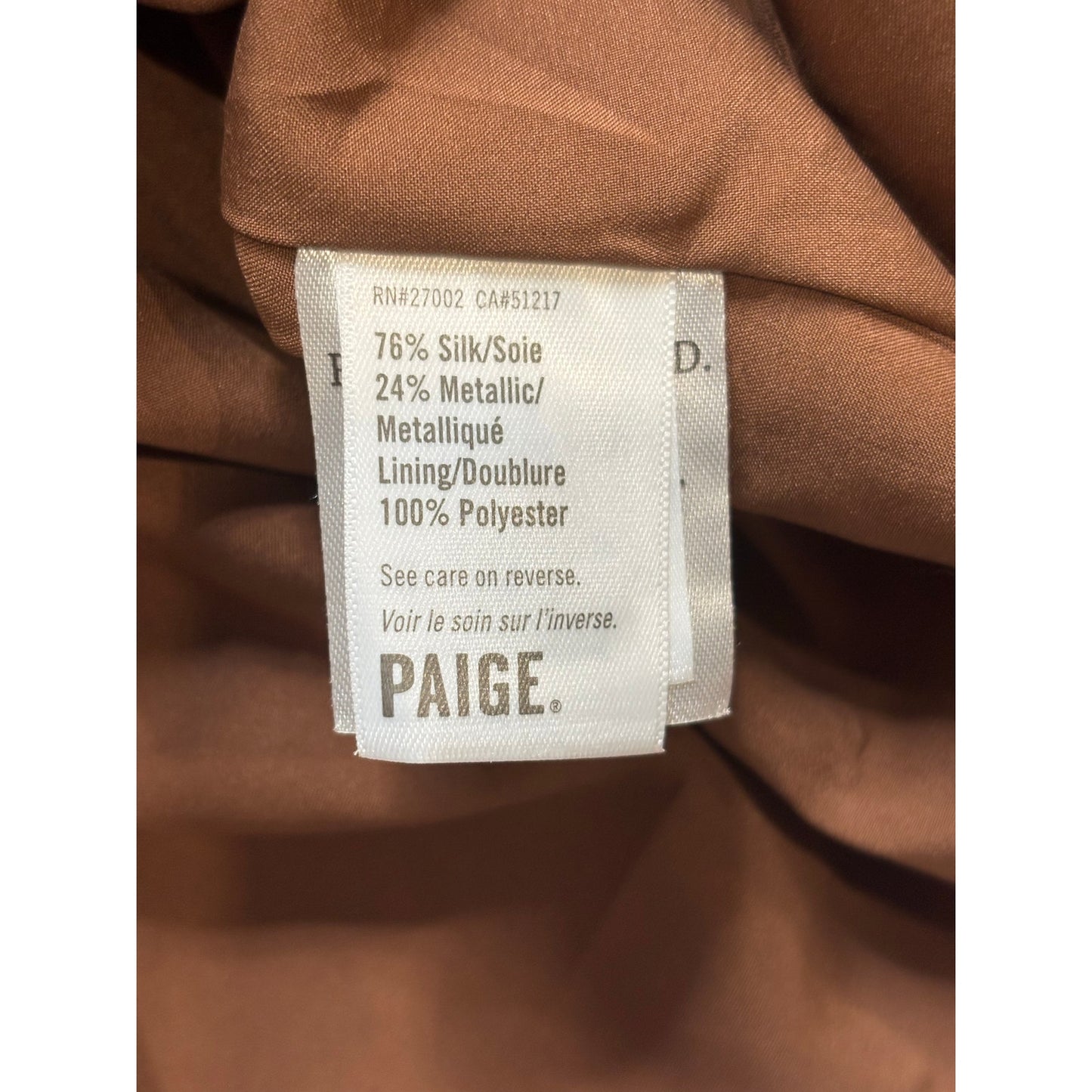 PAIGE Noah Dress In Bronze Dust Multi SZ Med