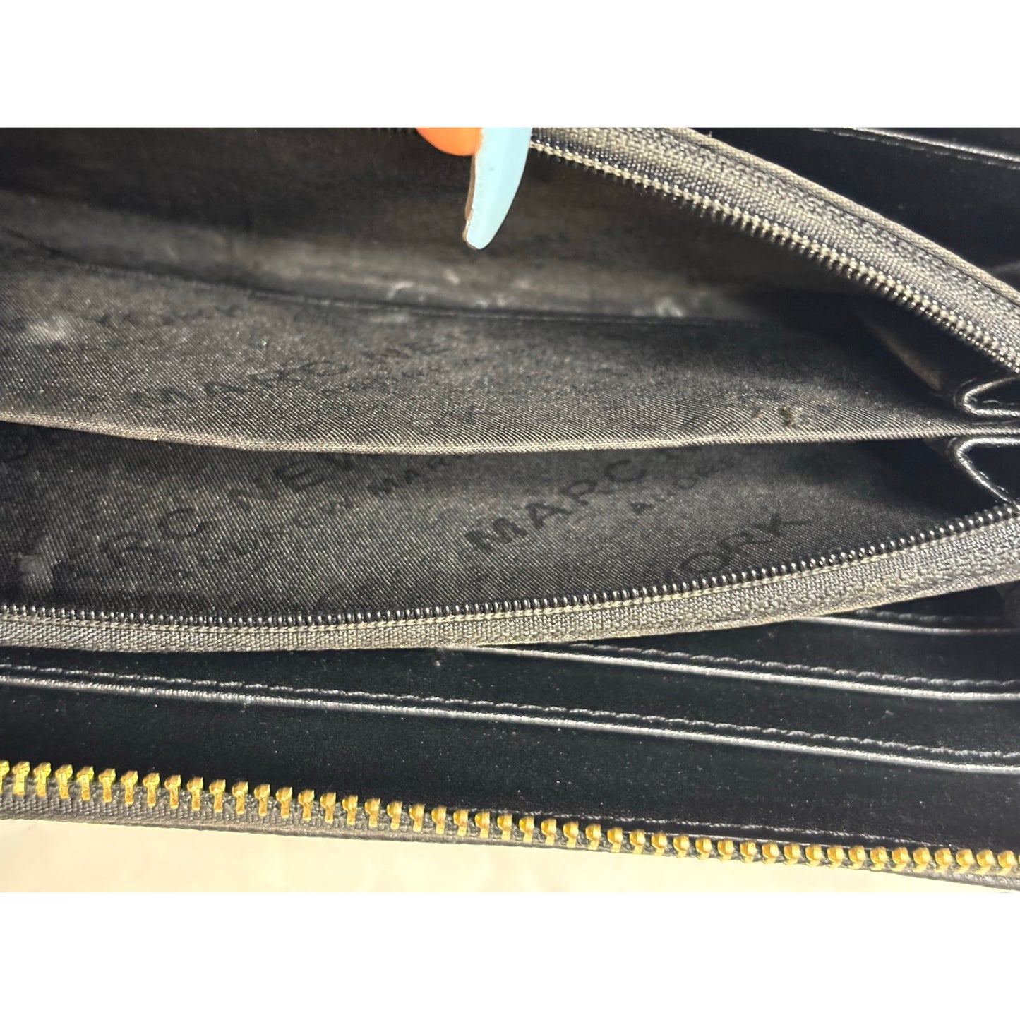 Marc New York Studded Zip Around Wallet Black Gold Continental Wristlet