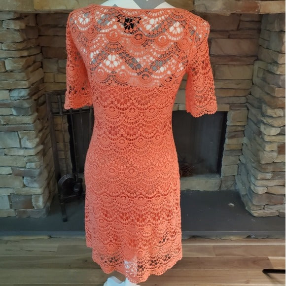 Ralph Lauren Women's Coral Crochet Dress Sz XS