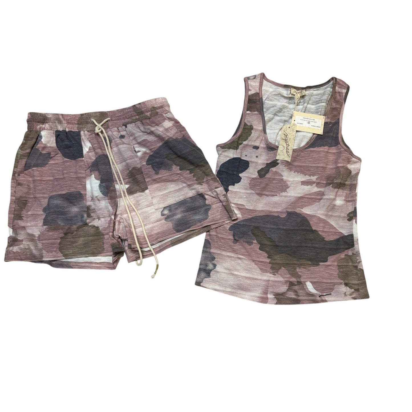 Mystree Pink Camo Tank & Shorts Lounge Set SZ SM