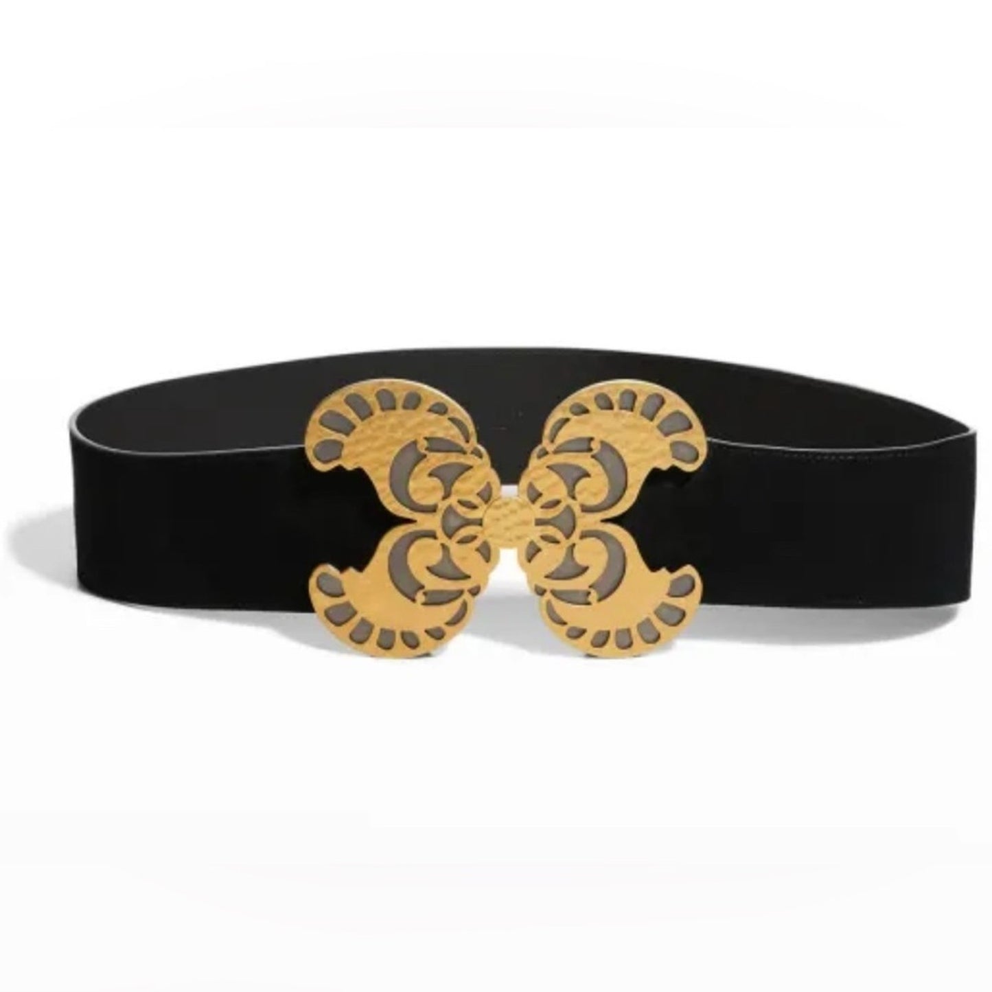 SAINT LAURENT Butterfly Buckle Suede Belt In Nero SZ 75