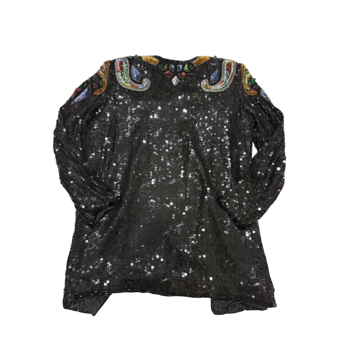 Vintage Silky Nites by Cherish Beaded Sequin Silk Jacket SZ 10-12
