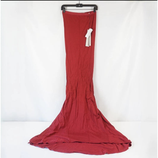Rick Owens Cherry Red Jersey Pillar Long Maxi Skirt IT 40