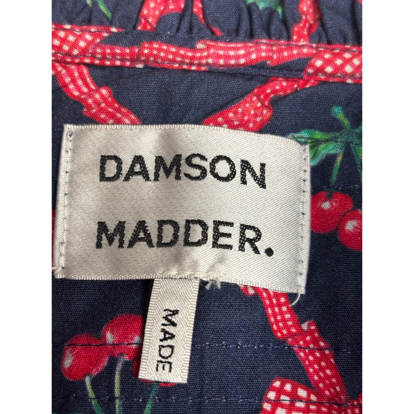 Damson Madder Kelia Cherry Pie Smocked Midi Dress US 4 UK 8