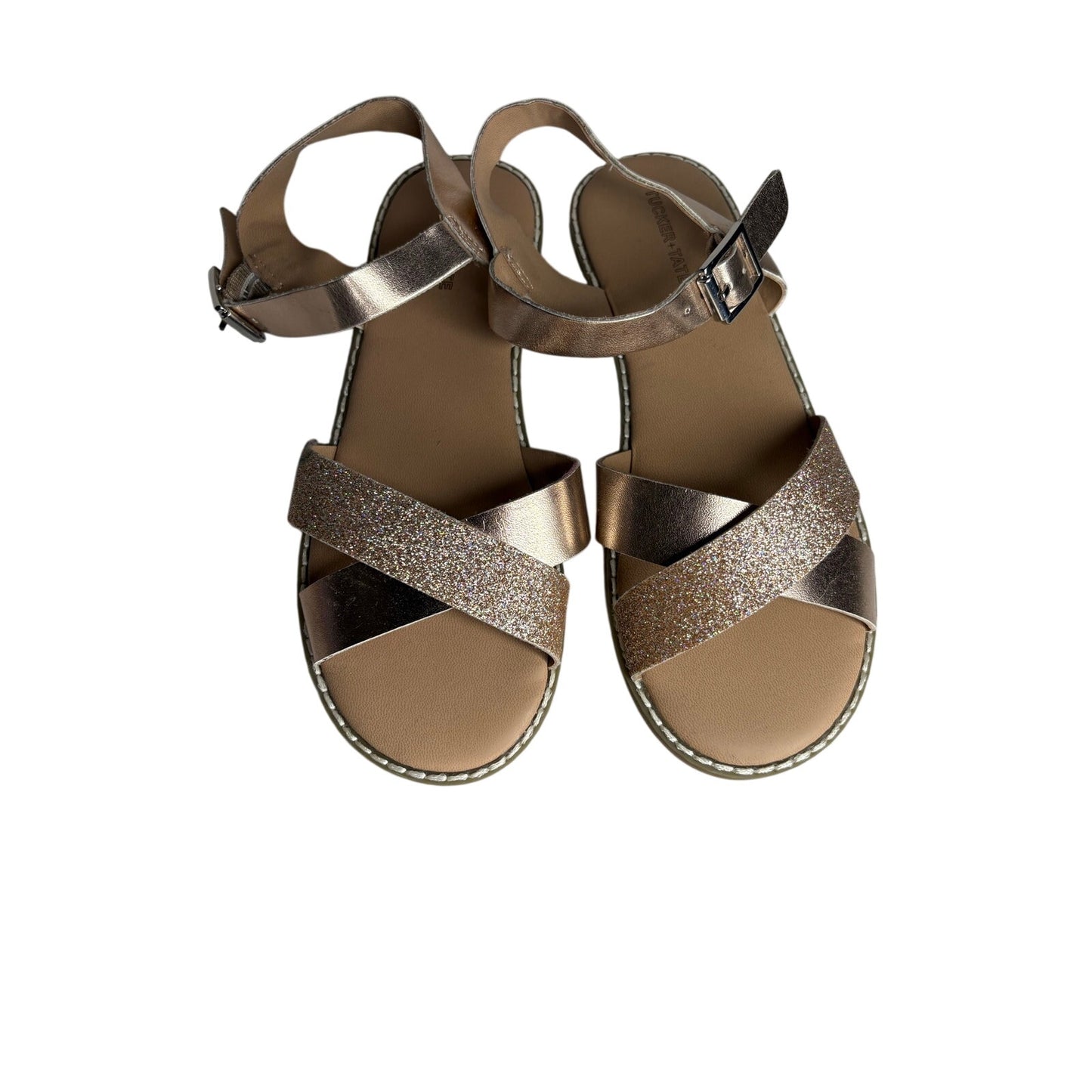 Tucker + Tate Tarya Rose Gold Glitter Strappy Sandals SZ 4Y