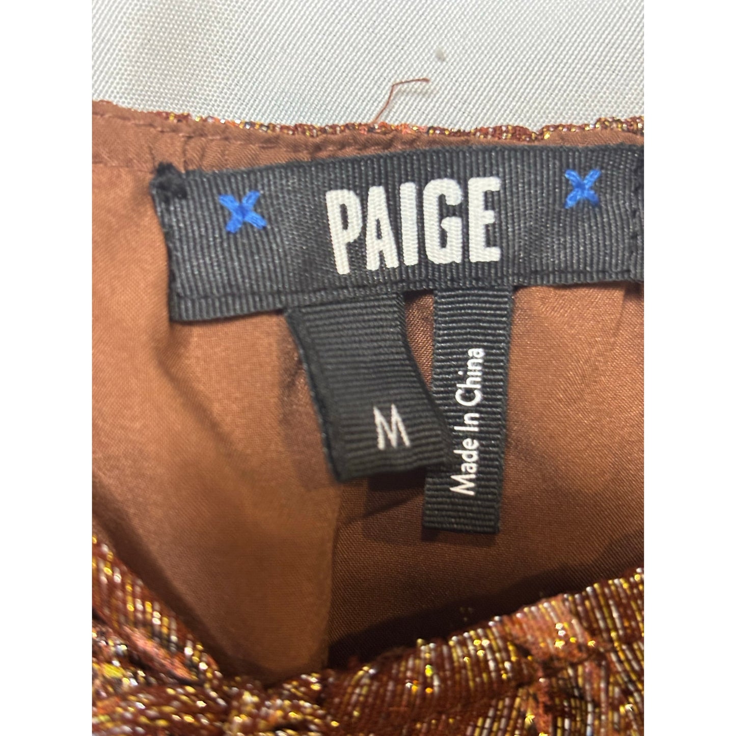 PAIGE Noah Dress In Bronze Dust Multi SZ Med