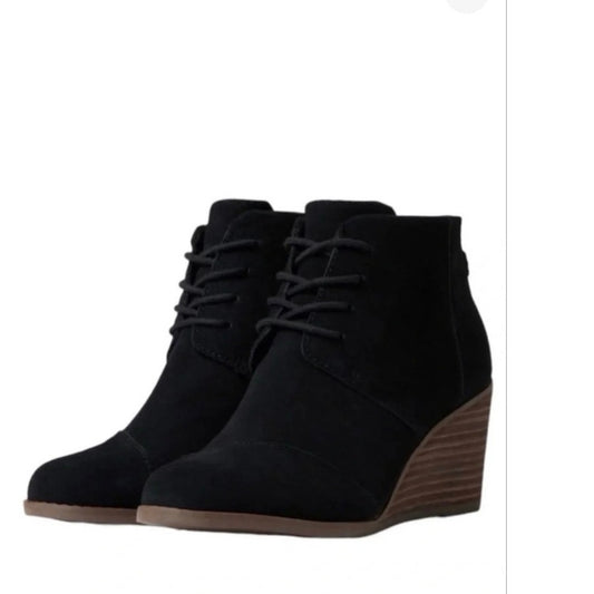 TOMS Hyde Suede Wedge Ankle Boots SZ 9.5