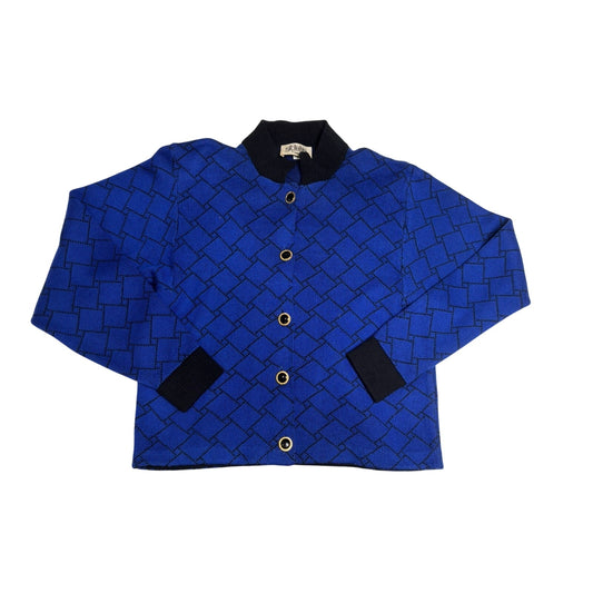 St. John by Marie Gray Geometric Santana Knit Button Jacket SZ 8