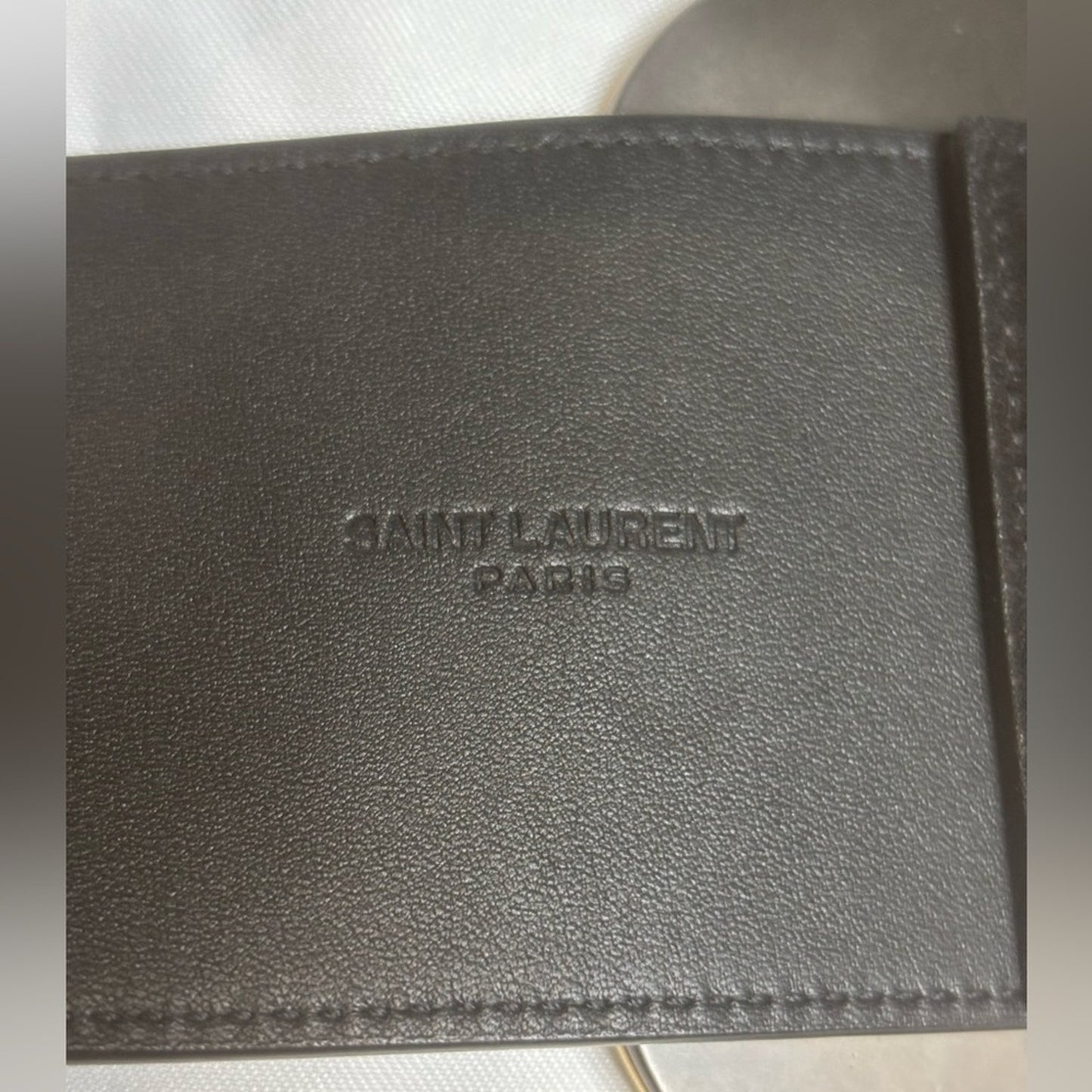 SAINT LAURENT Butterfly Buckle Suede Belt In Nero SZ 75