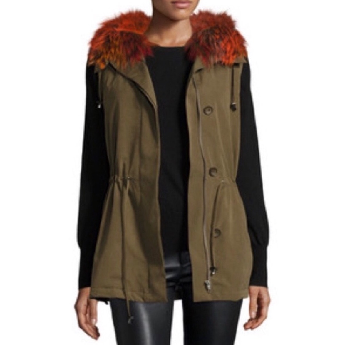 Trilogy Collections Silver Fox Fur Trim Hooded Parka  XS