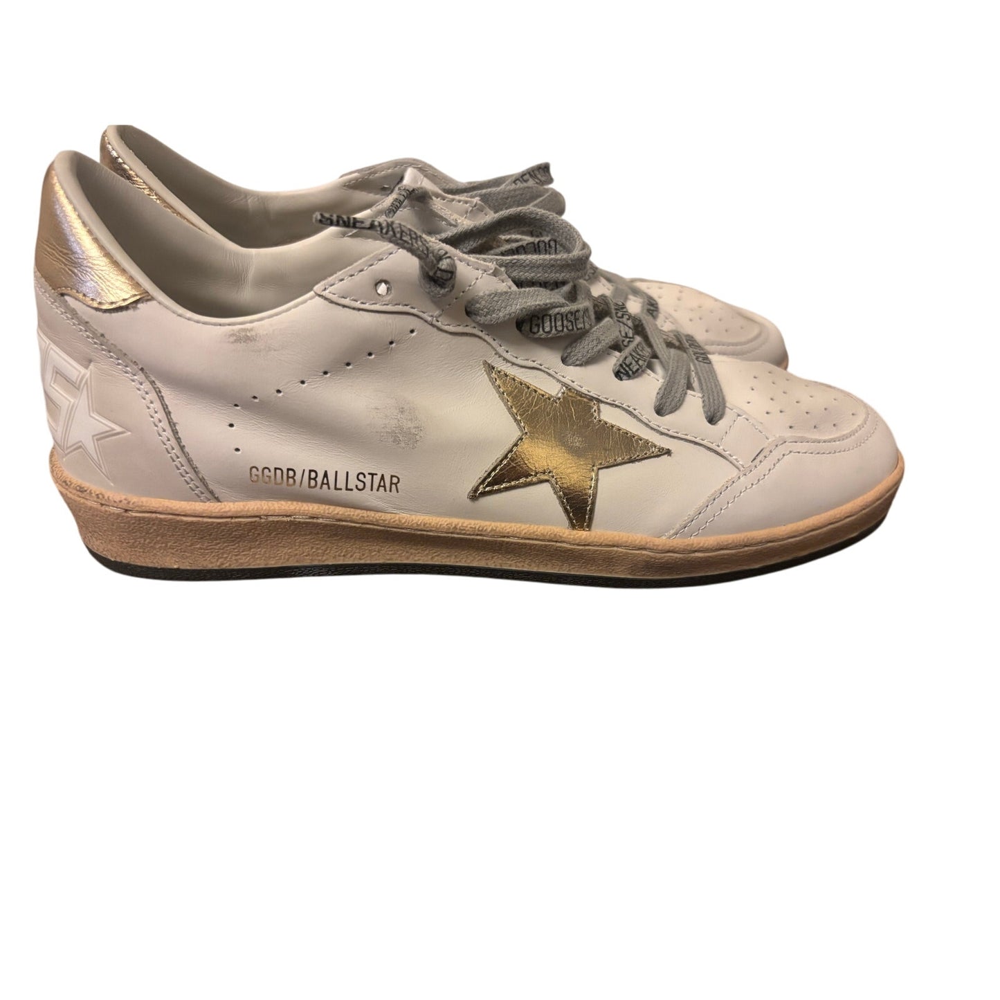 Golden Goose Ball Star Sneakers White & Gold Metallic Star Size 42 EU (US ~9)