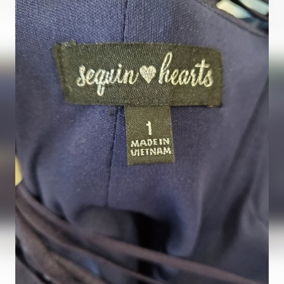 Sequin Hearts Satin Dress SZ 1