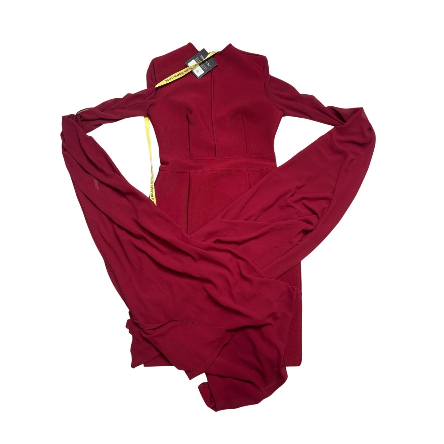 Alieva Ziba Bandage Shawl Sleeves Midi Dress Maroon SZ L