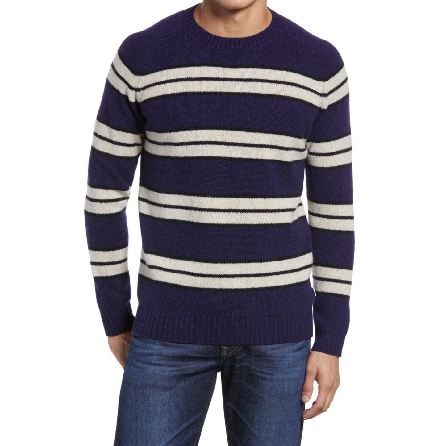 NN07 No Nationality Nathan Stripe Wool Crewneck Sweater SZ XL