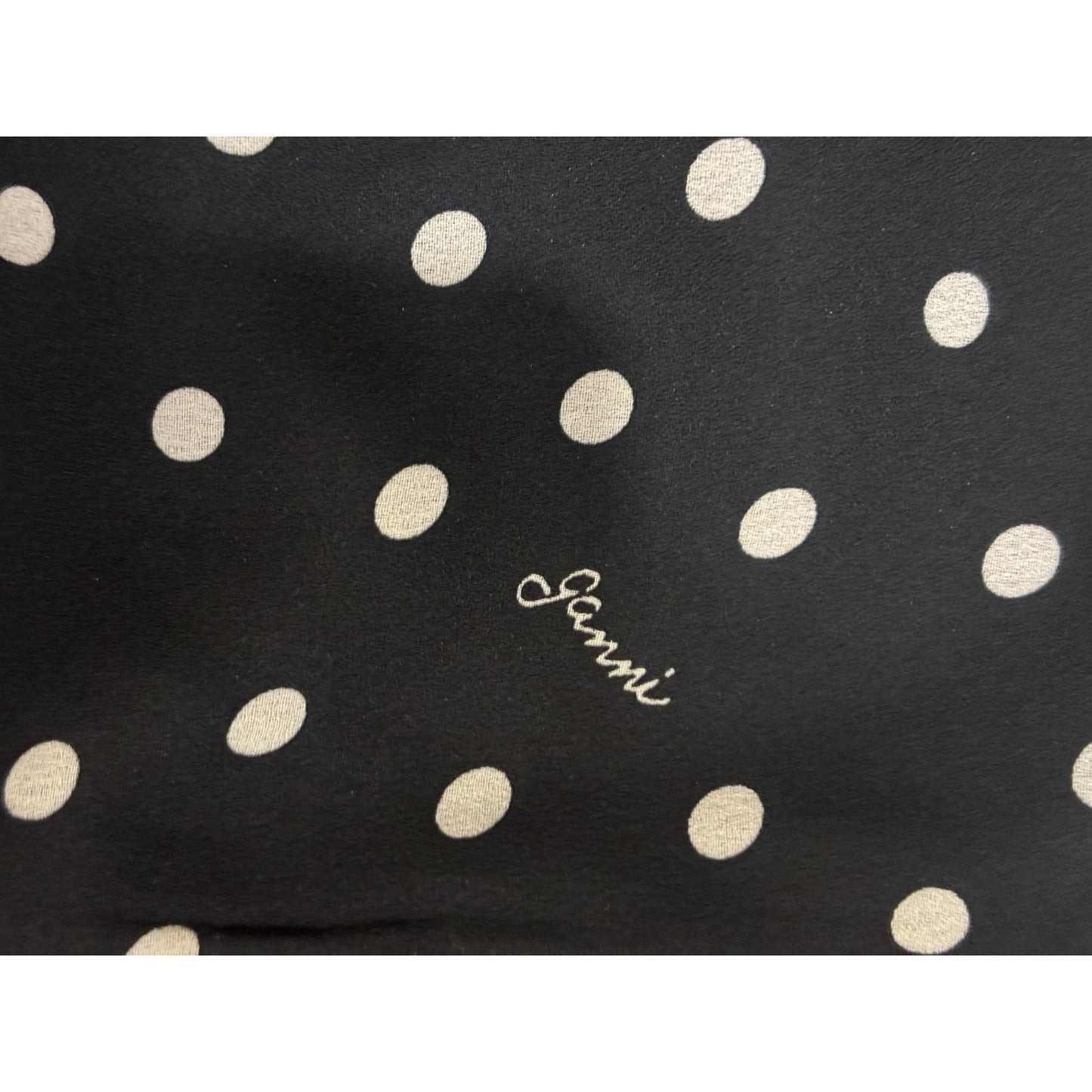 GANNI Black White Polka Dot Long Sleeve Midi Dress EU 34