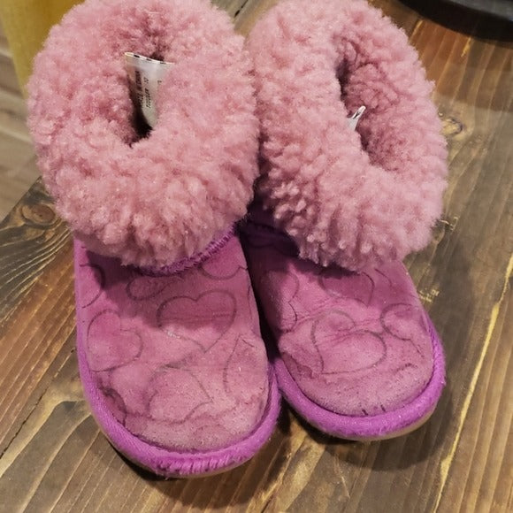 Toddler Girls Pink Sheepskin Boots Sz 10