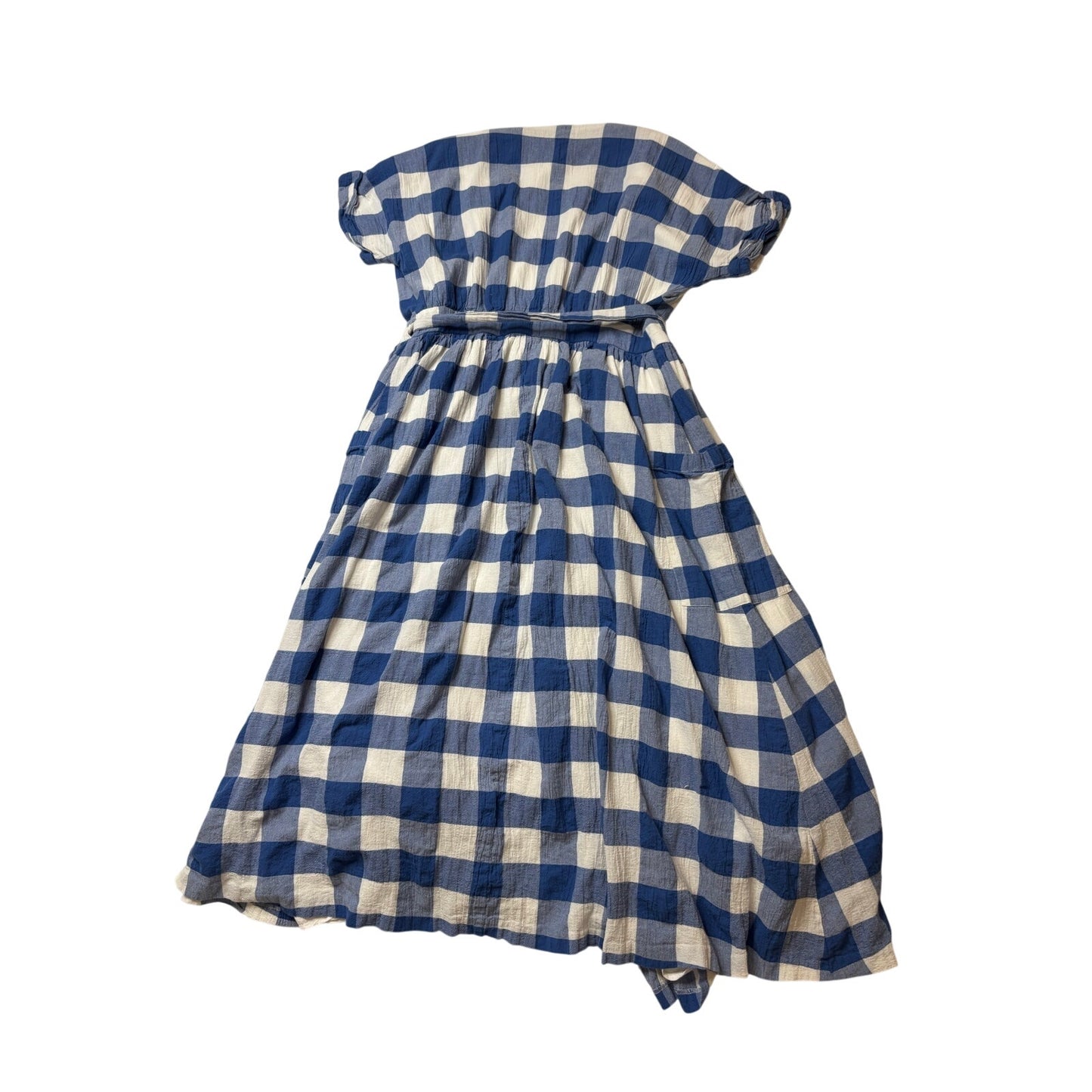 Mara Hoffman Blue White Gingham Wrap Midi Dress SZ Med
