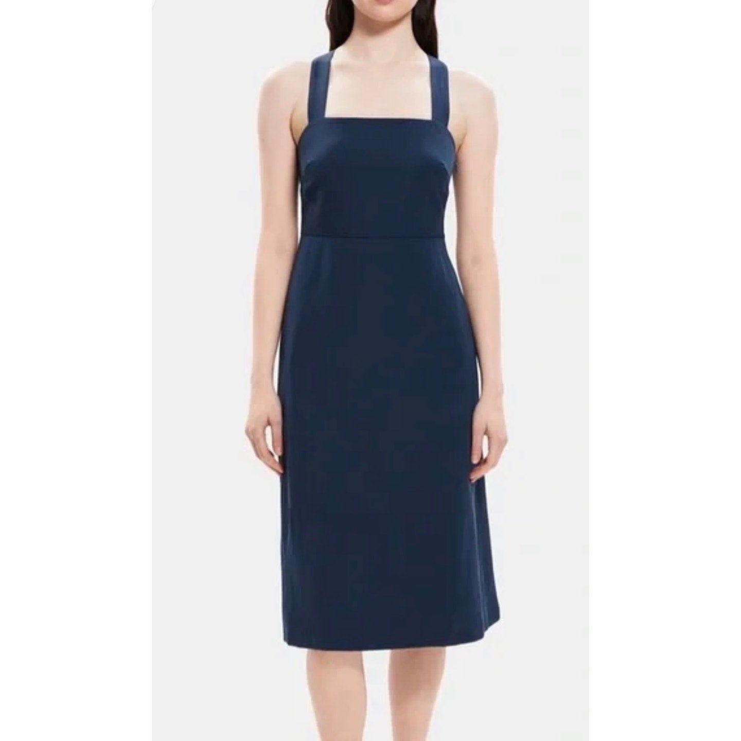 Theory Crossback Linen Blend Midi Dress SZ 2
